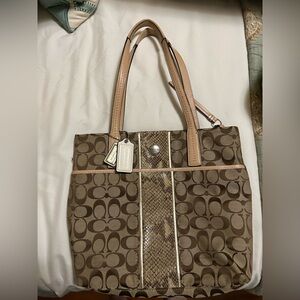Coach Brown and Gold Signature Tote
